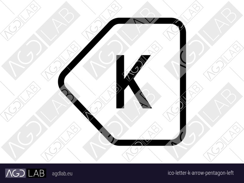 Letter K arrow pentagon left icon