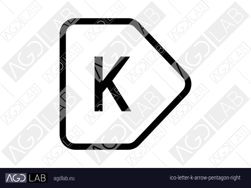 Letter K arrow pentagon right icon