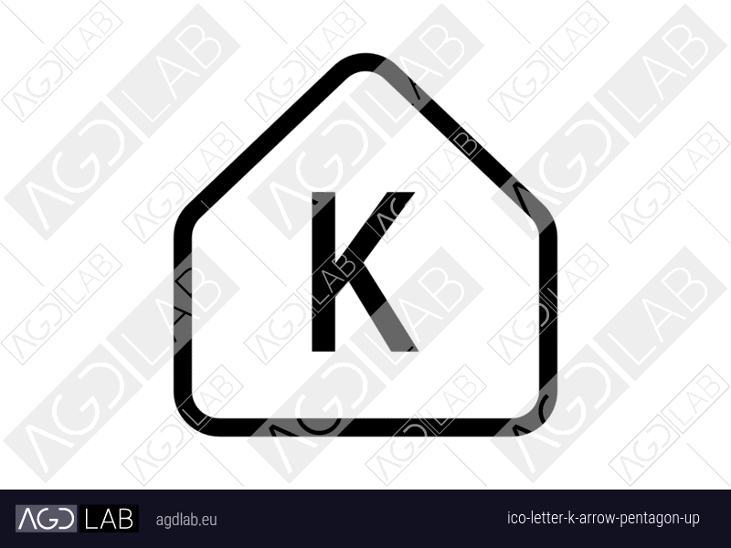 Letter K arrow pentagon up icon