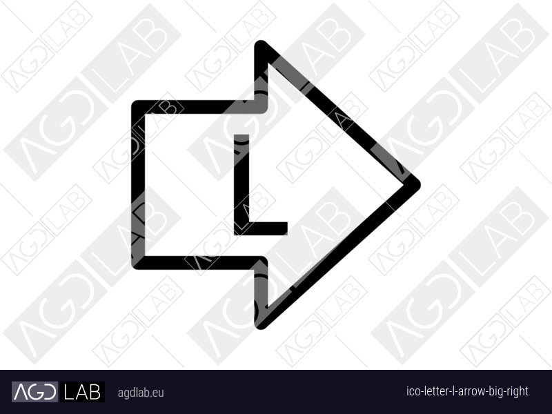 Letter L arrow big right icon