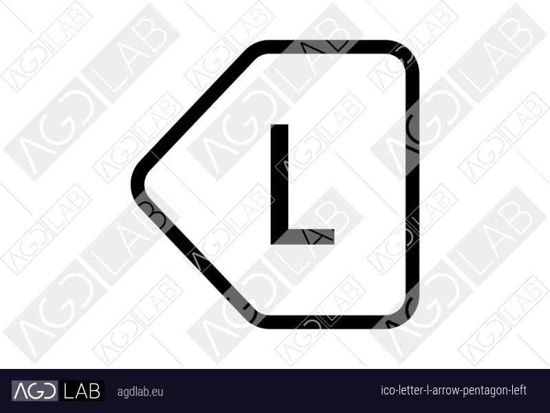 Letter L arrow pentagon left icon