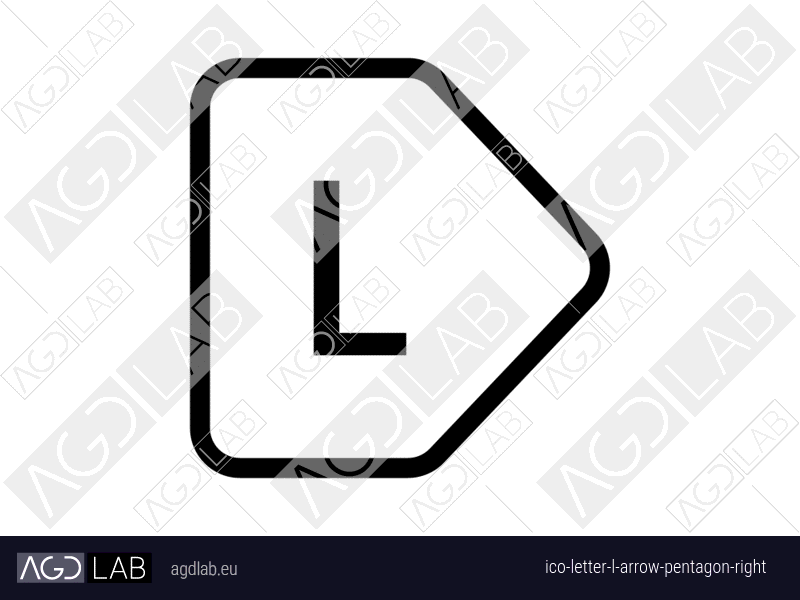 Letter L arrow pentagon right icon