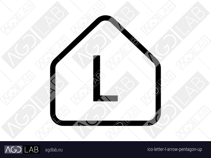 Letter L arrow pentagon up icon