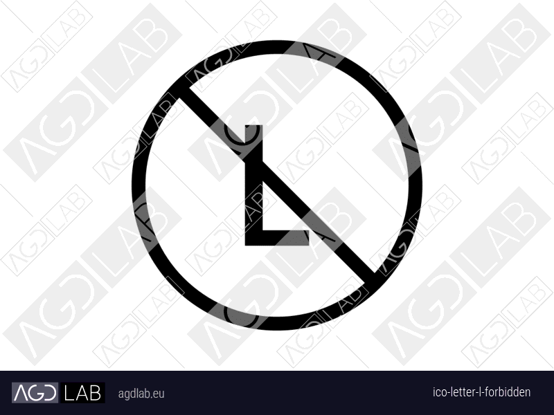 Letter L forbidden icon