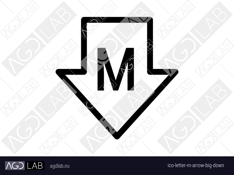 Letter M arrow big down icon