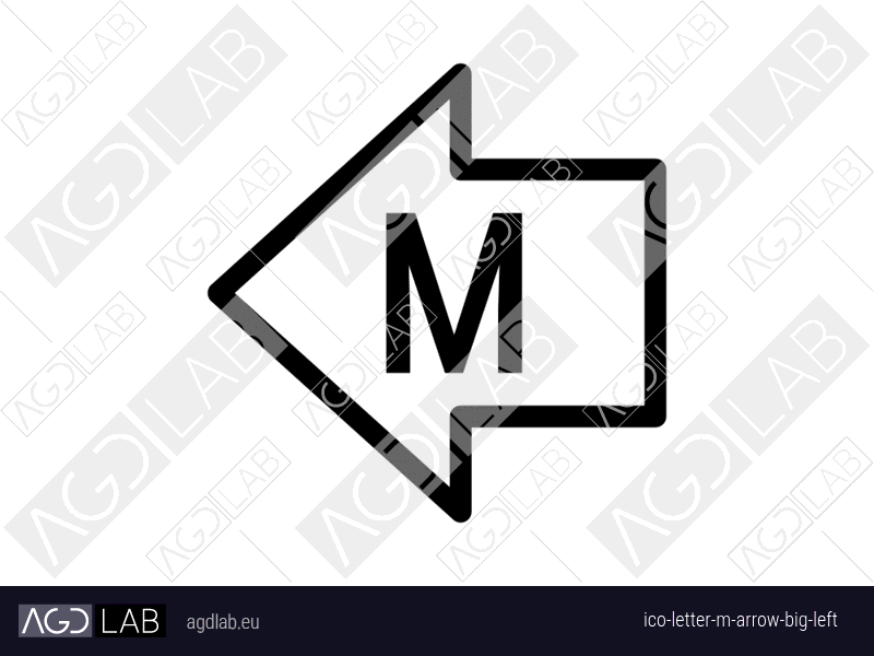 Letter M arrow big left icon