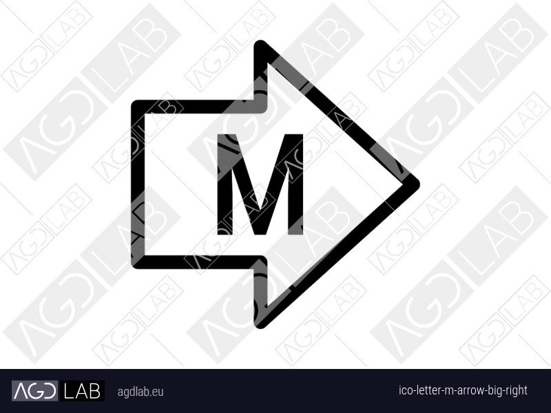 Letter M arrow big right icon