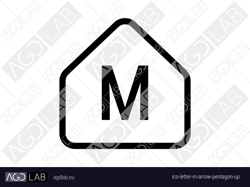 Letter M arrow pentagon up icon