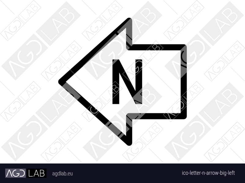 Letter N arrow big left icon