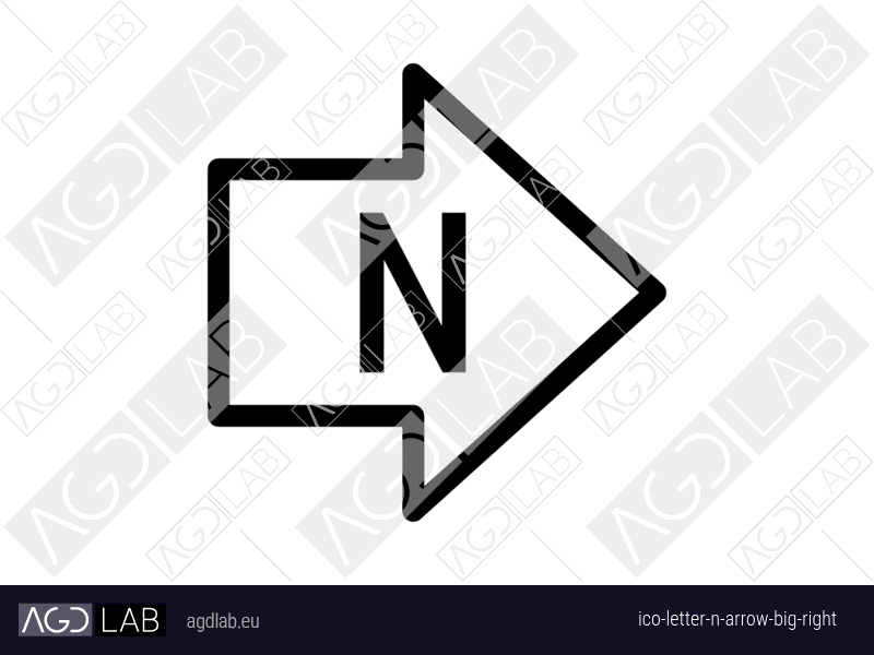 Letter N arrow big right icon