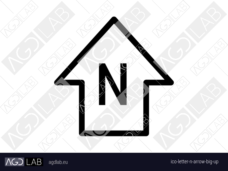 Letter N arrow big up icon