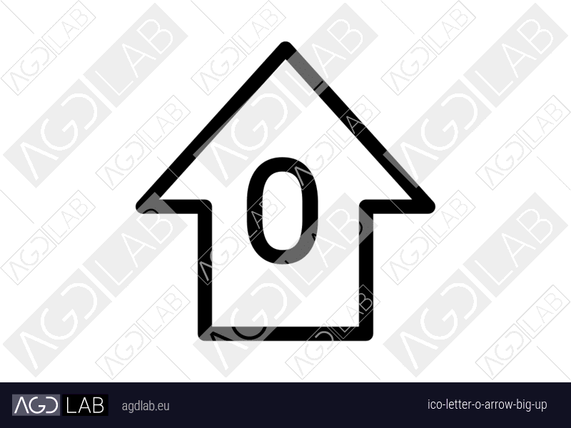 Letter O arrow big up icon