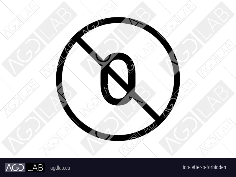 Letter O forbidden icon