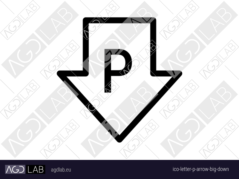 Letter P arrow big down icon