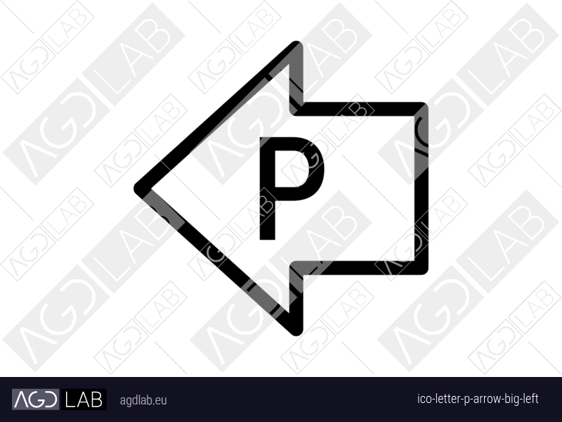 Letter P arrow big left icon