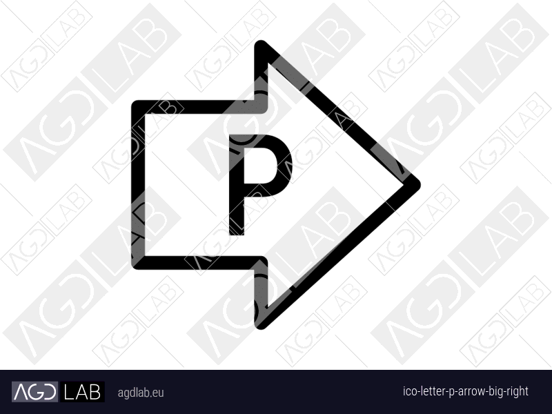 Letter P arrow big right icon