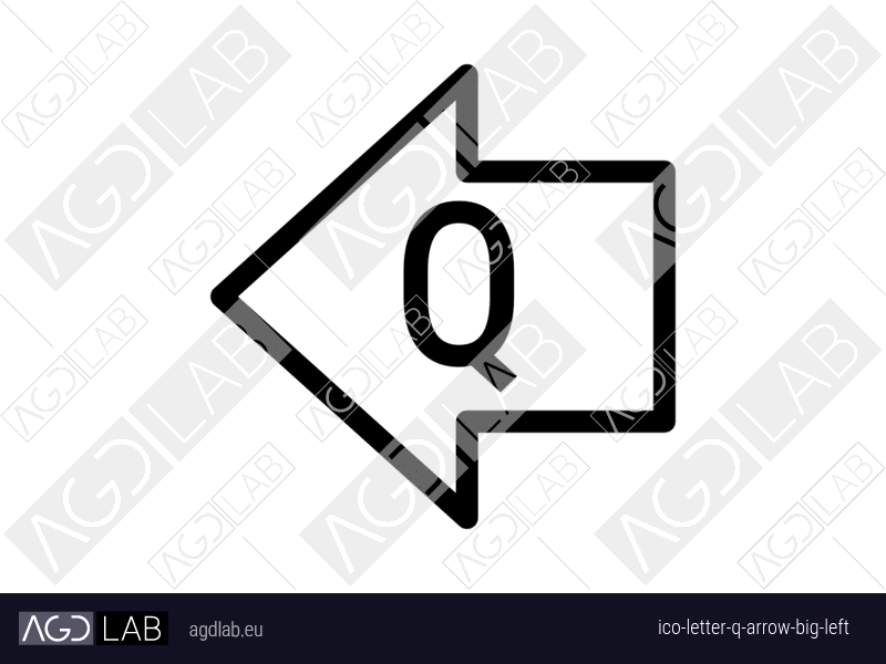 Letter Q arrow big left icon