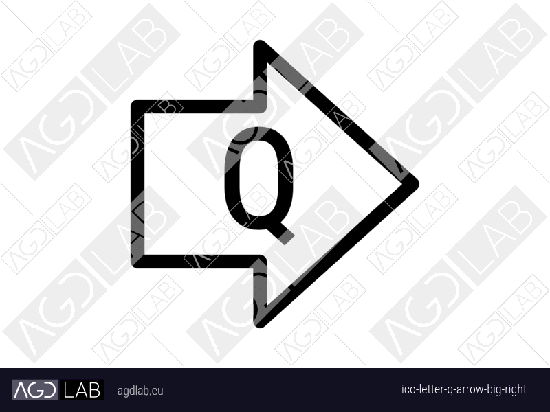 Letter Q arrow big right icon
