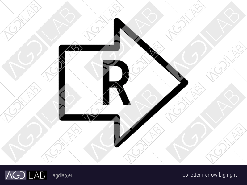 Letter R arrow big right icon