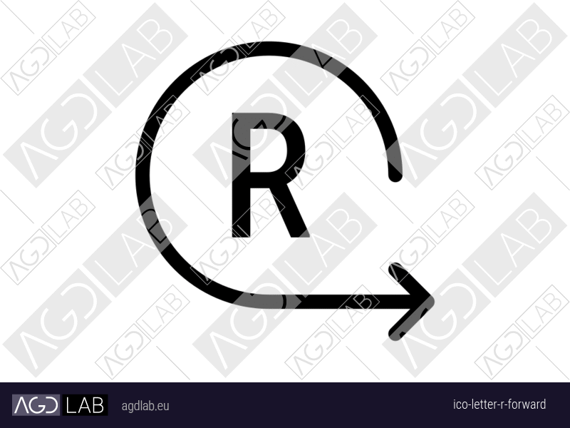 Letter R forward icon