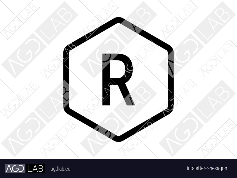 Letter R hexagon icon