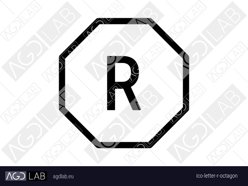 Letter R octagon icon