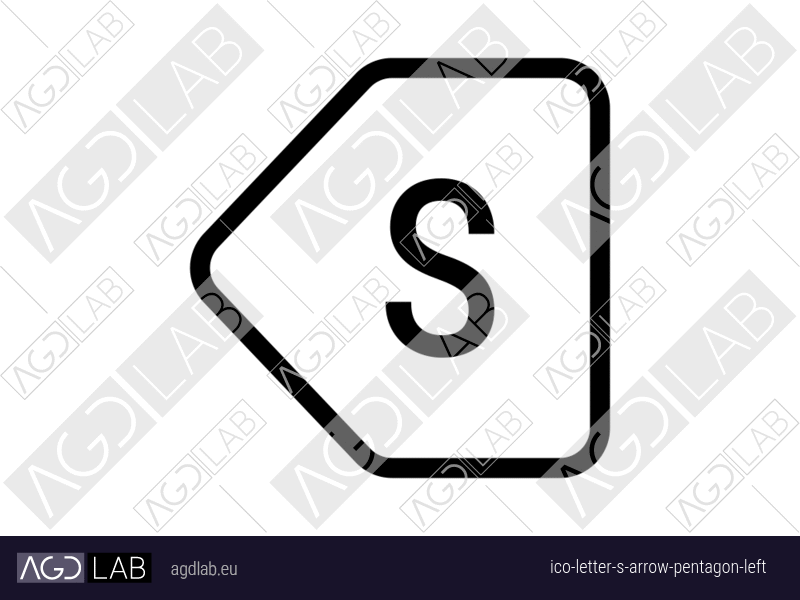 Letter S arrow pentagon left icon