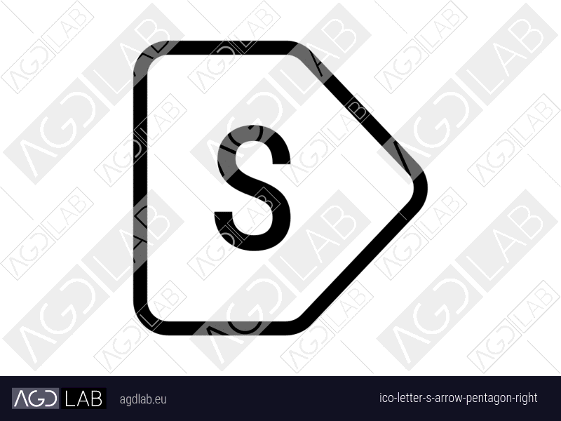 Letter S arrow pentagon right icon
