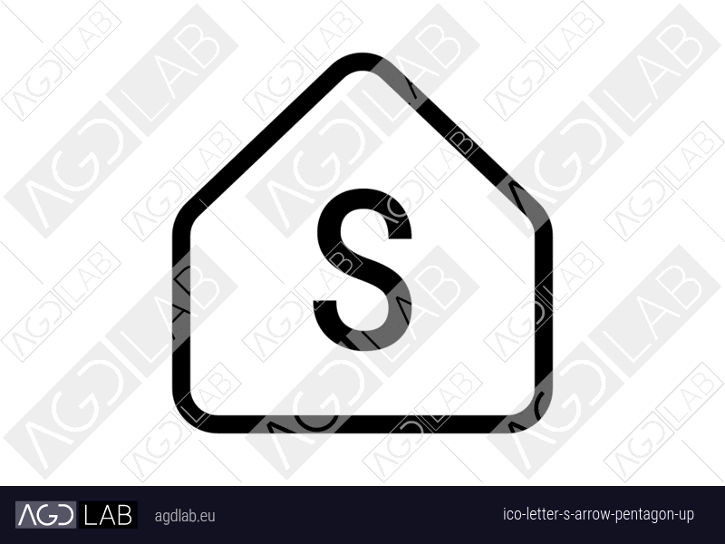 Letter S arrow pentagon up icon