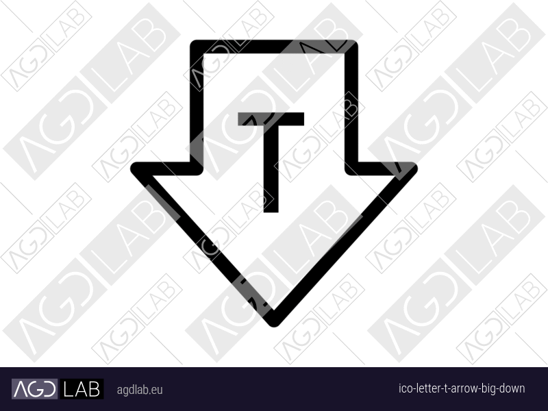 Letter T arrow big down icon
