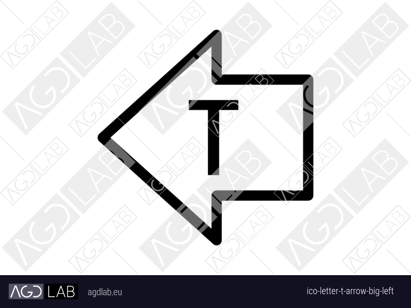 Letter T arrow big left icon