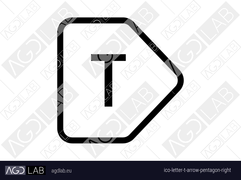 Letter T arrow pentagon right icon
