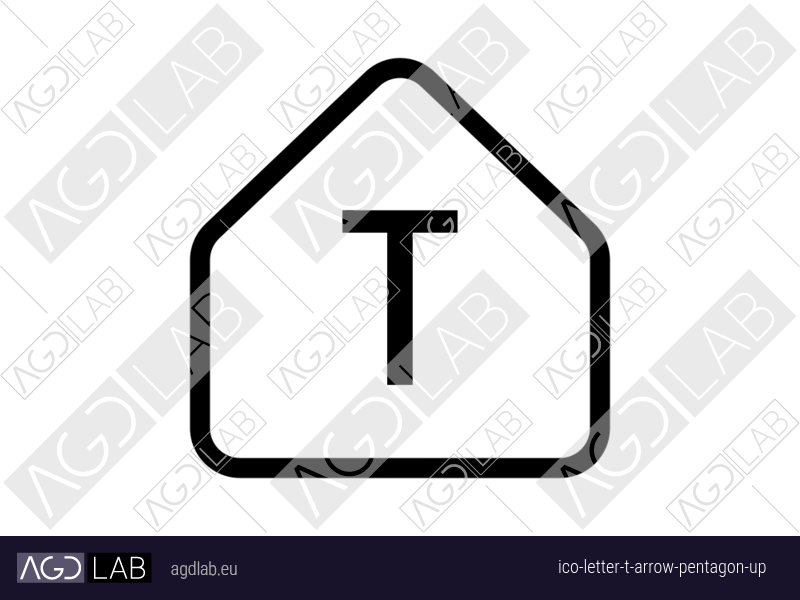 Letter T arrow pentagon up icon