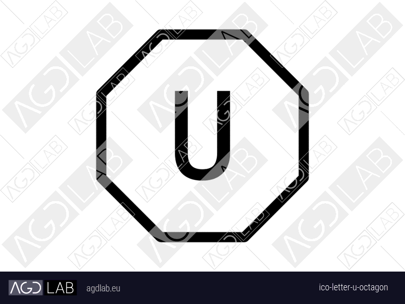 Letter U octagon icon