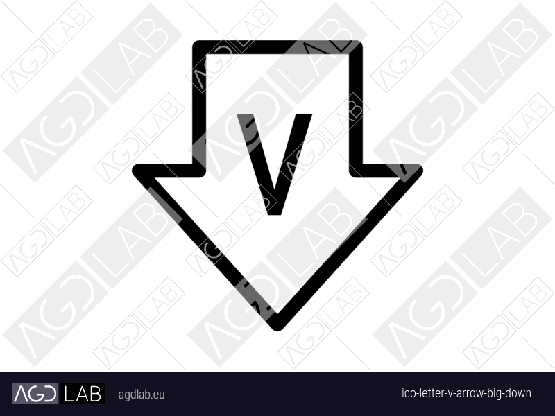 Letter V arrow big down icon