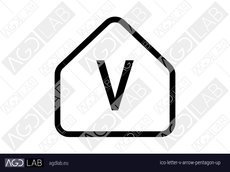 Letter V arrow pentagon up icon