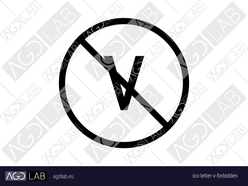 Letter V forbidden icon
