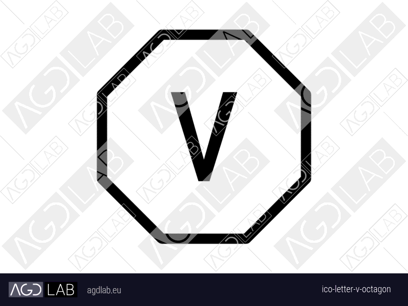 Letter V octagon icon