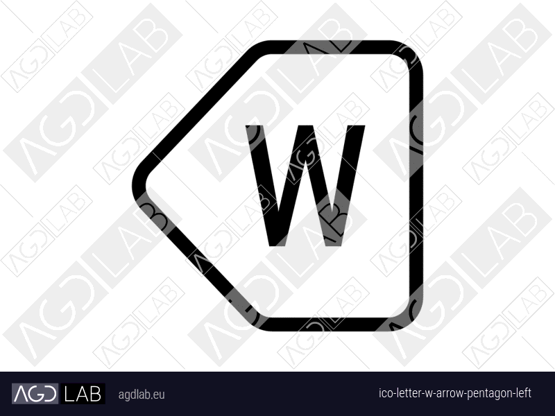 Letter W arrow pentagon left icon