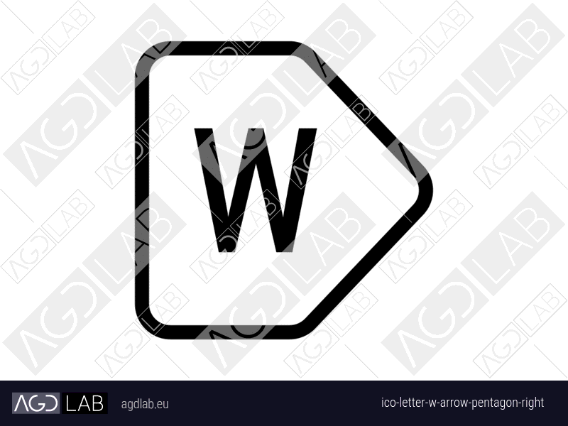 Letter W arrow pentagon right icon