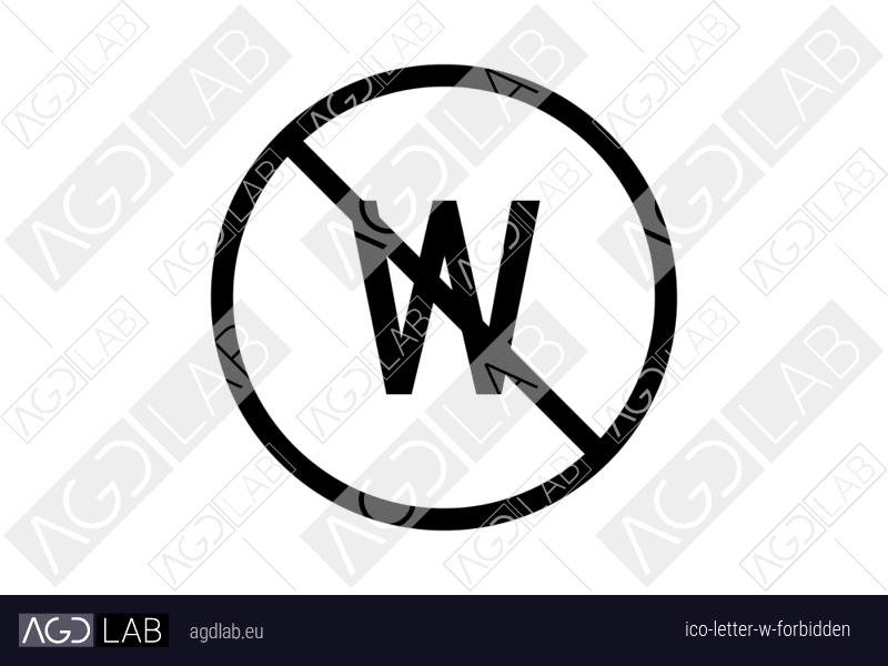Letter W forbidden icon