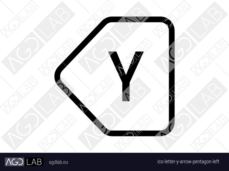 Letter Y arrow pentagon left icon