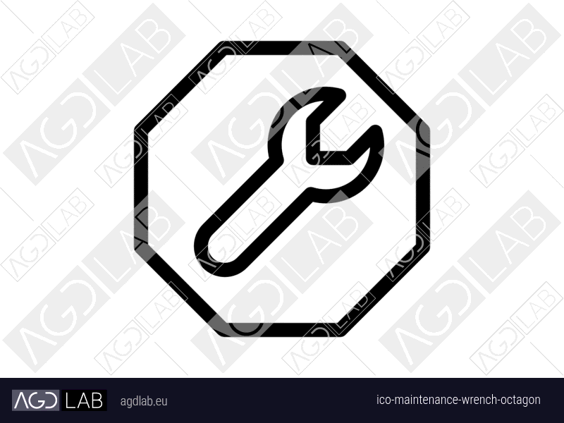 Maintenance wrench octagon icon