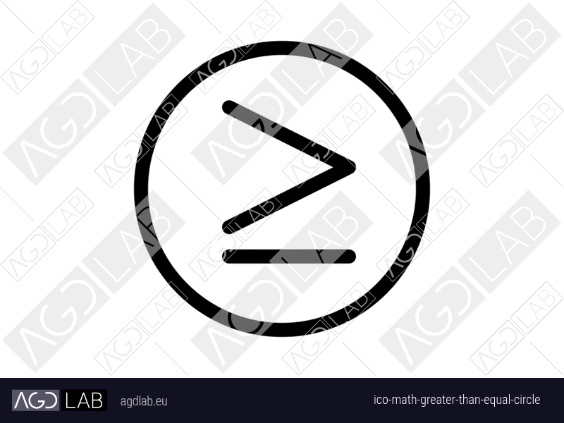 Math greater than equal circle icon