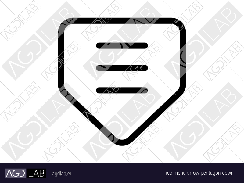 Menu arrow pentagon down icon