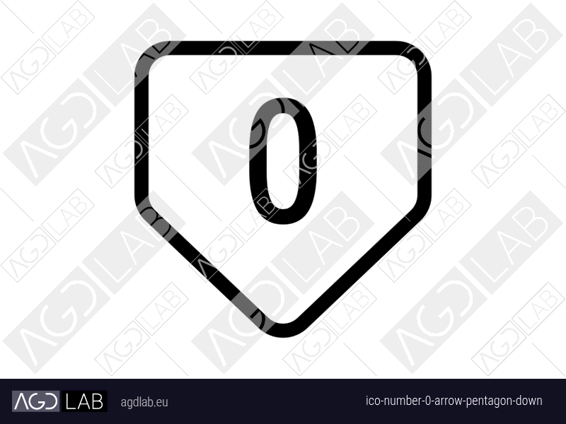 Number 0 arrow pentagon down icon