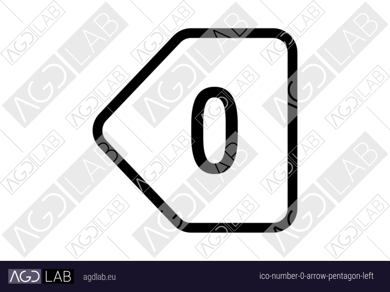 Number 0 arrow pentagon left icon