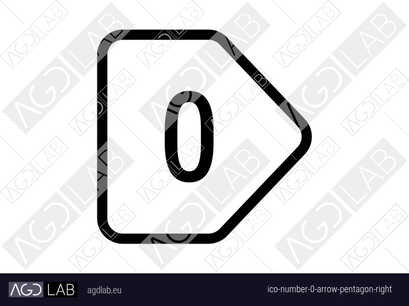 Number 0 arrow pentagon right icon