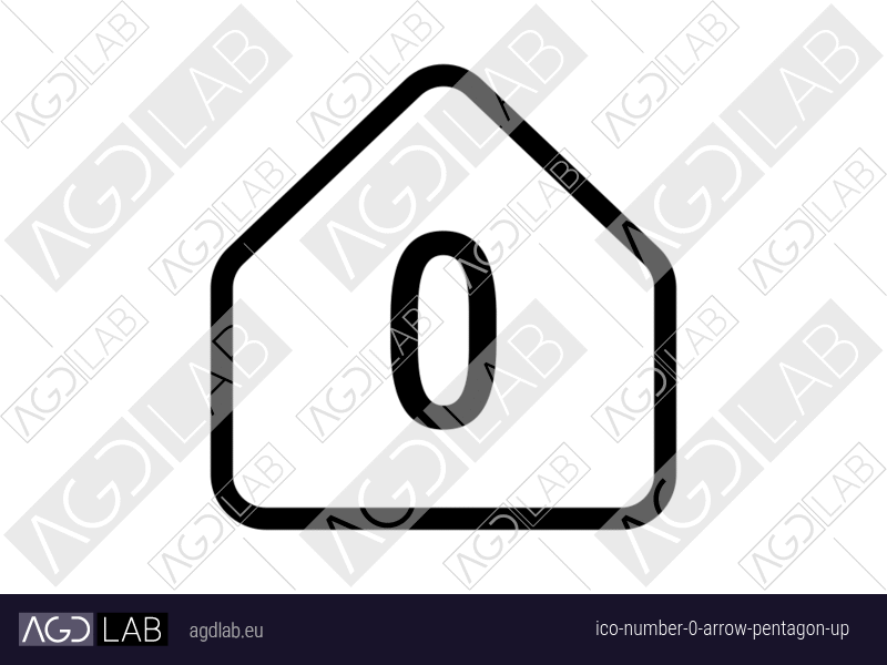 Number 0 arrow pentagon up icon