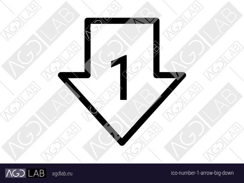 Number 1 arrow big down icon
